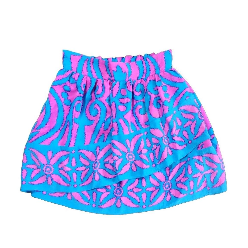 Alice‎ & Trixie Silk Mini Skirt Size XS Blue Purple Crisscross Layered